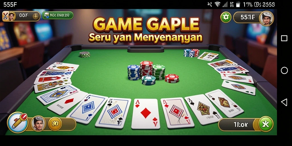 Tampilan screenshot permainan Gaple 555F yang menawan.
