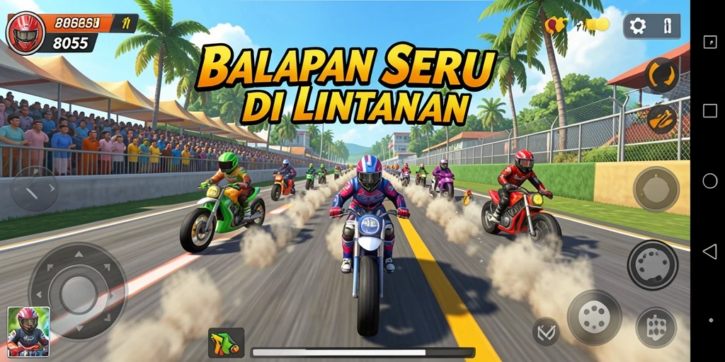 Gameplay balapan yang mendebarkan di 8055 dengan mobil kencang.