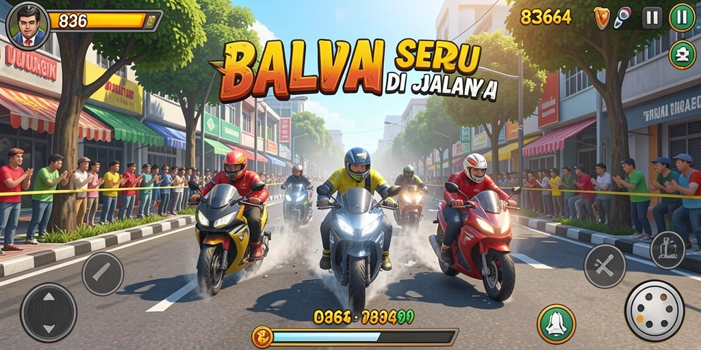 Tampak dari gameplay yang mendebarkan dalam balapan 8364.