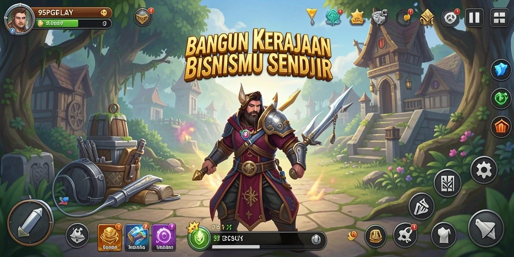 Tampilan gameplay <strong>95PGPLAY</strong> yang menampilkan strategi dan manajemen bisnis.