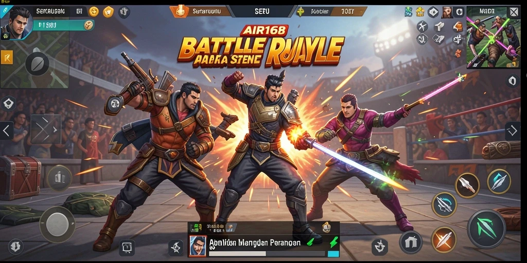 Tangkapan layar gameplay AIR168 yang menunjukkan aksi Battle Royale yang seru.