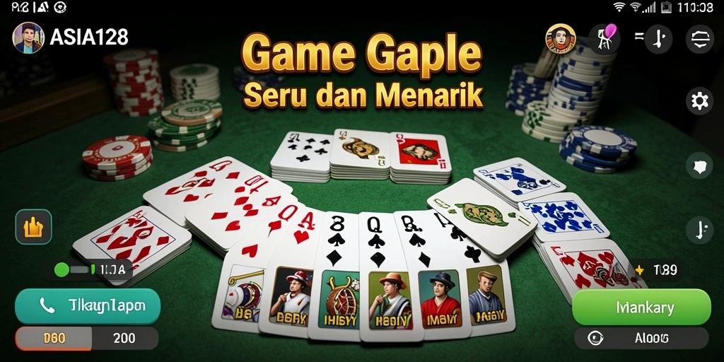 Tampilan gameplay seru ASIA128 dengan kartu Gaple.