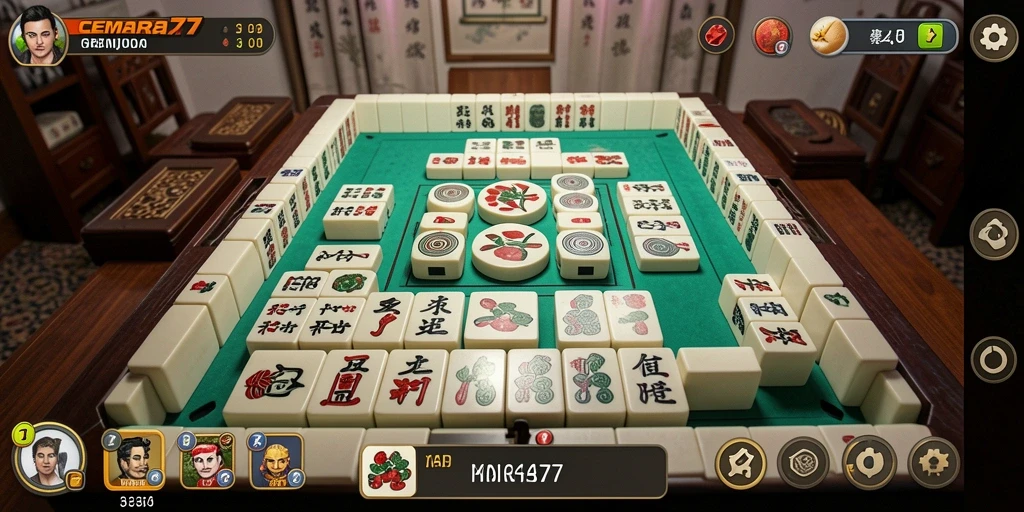 Tampilan gameplay CEMARA77 dalam permainan Mahjong yang menarik.