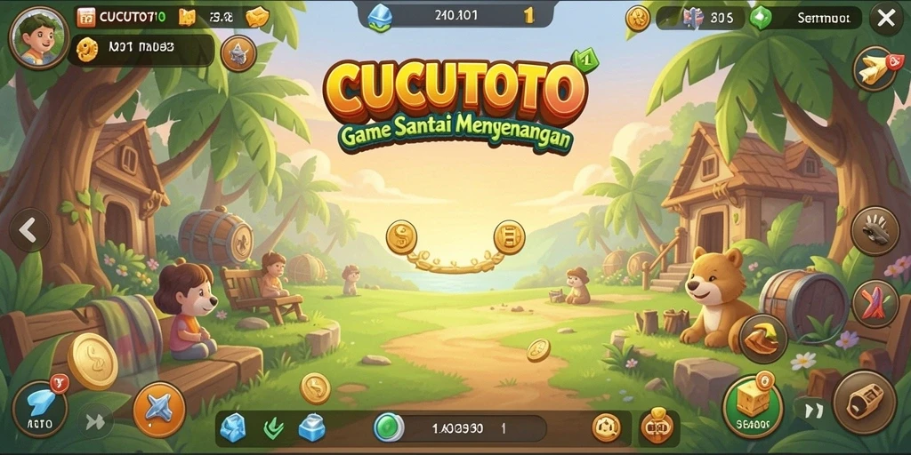 Tampilan gameplay CUCUTOTO yang seru dan penuh warna.