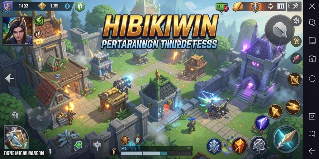 Screenshot HIBIKIWIN menampilkan aksi seru dalam gameplay Tower Defense.
