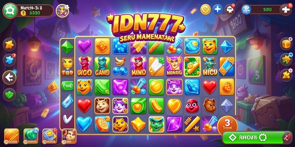 Tampilan Screenshot Utama IDN777 menampilkan gameplay Match-3 yang menarik.