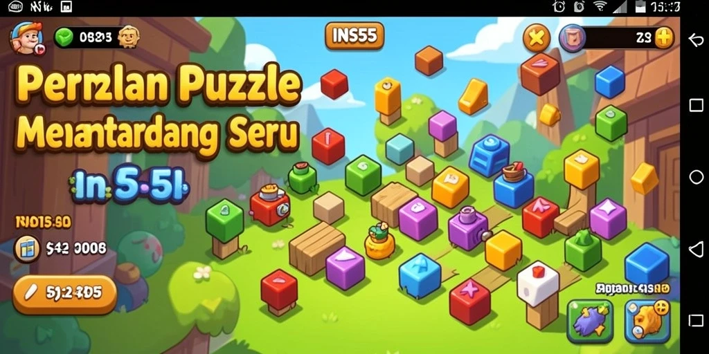 Screenshot INS55 menampilkan berbagai level puzzle yang menantang dan seru.