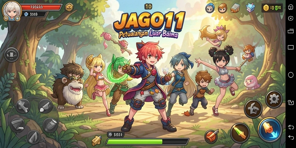 Tampilan gameplay seru dari JAGO11 dengan karakter Anime yang menarik.