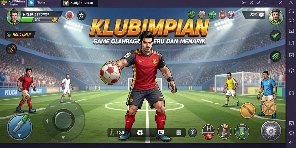 Screenshot gameplay KLUBIMPIAN menampilkan momen seru pertandingan olahraga.