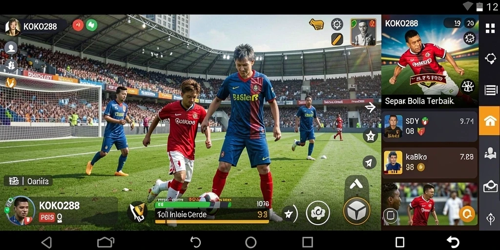 Screenshot gameplay KOKO288 menampilkan aksi sepak bola yang mendebarkan.