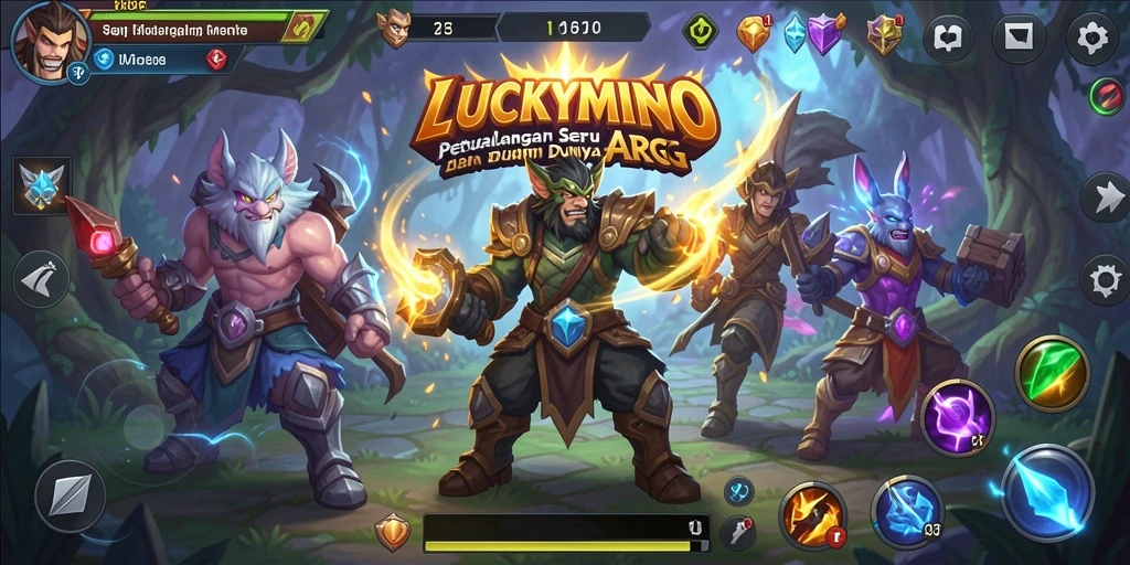 Tampilan gameplay seru dari LUCKYMINO yang menunjukkan pertarungan epik.