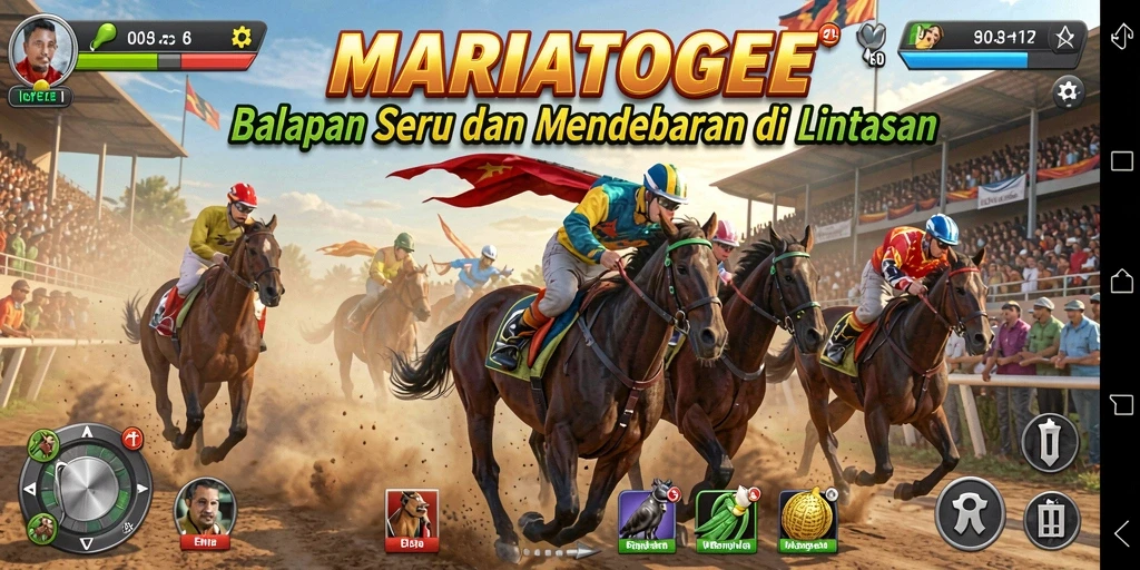 Tangkapan layar menunjukkan balapan mendebarkan dalam MARIATOGEL.