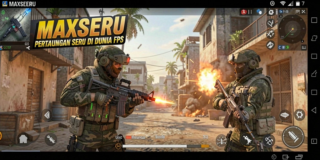 Tangkapan layar gameplay menampilkan aksi seru di MAXSERU.
