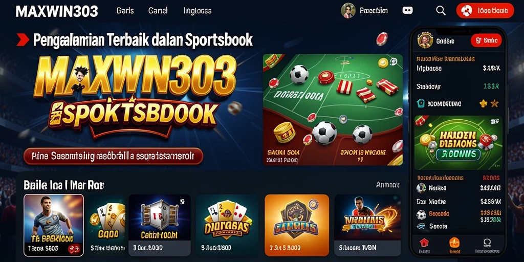 Tampilan gameplay utama aplikasi Sportsbook MAXWIN303 dengan berbagai pilihan taruhan.