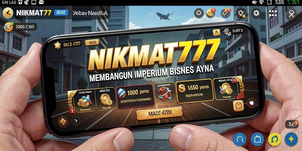 Tampilan utama gameplay NIKMAT777 menampilkan aksi membangun bisnis yang menarik.