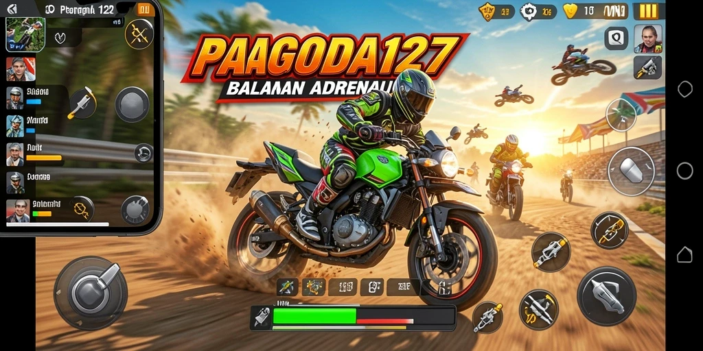 Screenshot menampilkan aksi balapan motor yang mendebarkan.
