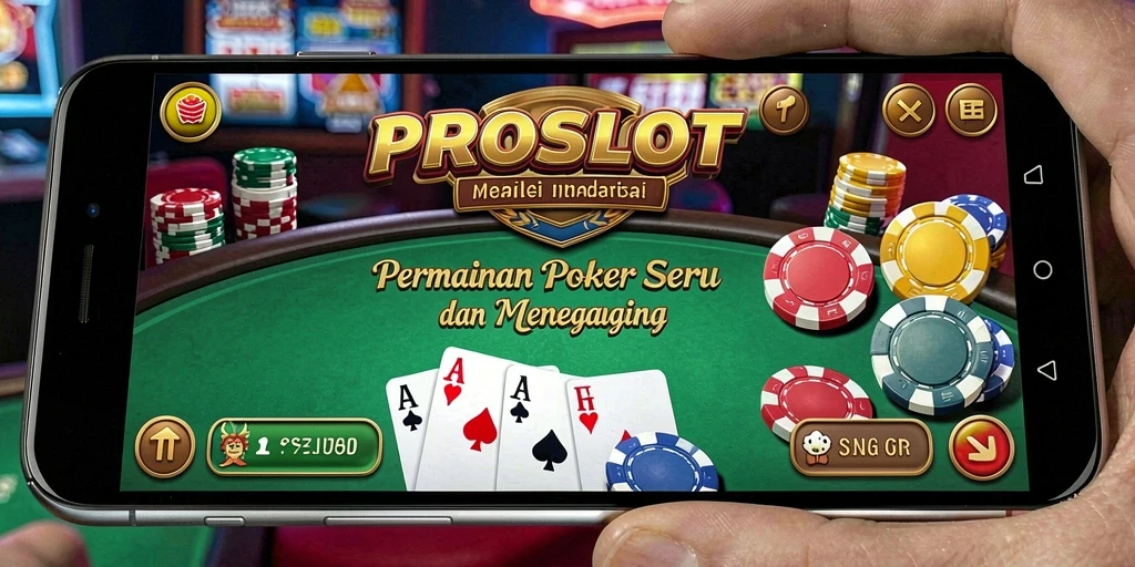Screenshot gameplay PROSLOT menampilkan suasana poker yang seru.