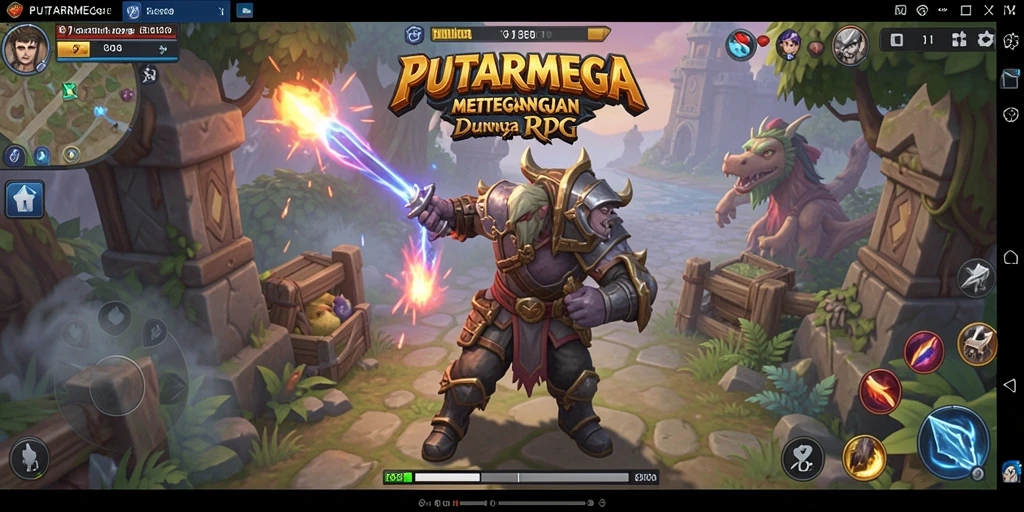 Tampilan gameplay PUTARMEGA yang penuh aksi dan strategi RPG.