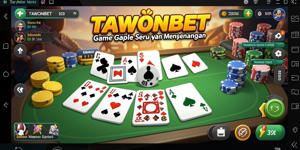 Screenshot gameplay seru TAWONBET yang menggambarkan permainan Gaple.