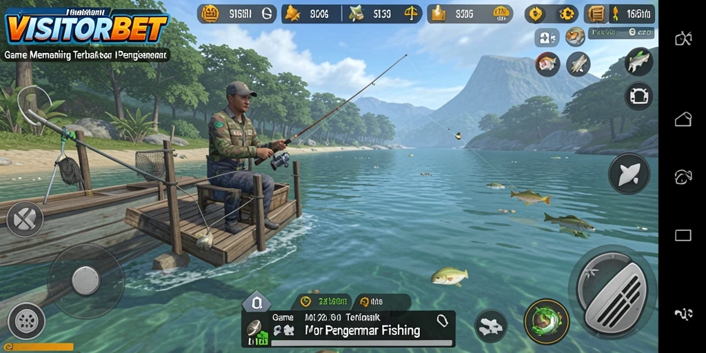 Screenshot permainan VISITORBET memperlihatkan suasana memancing yang mempesona.