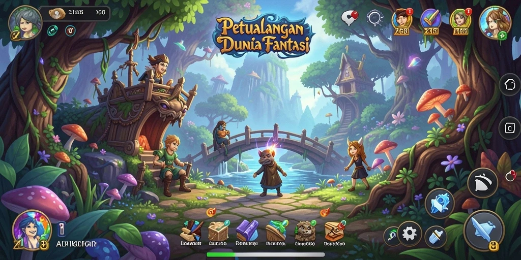 Tampilan screenshot utama X168 menampilkan aksi seru dalam dunia petualangan.